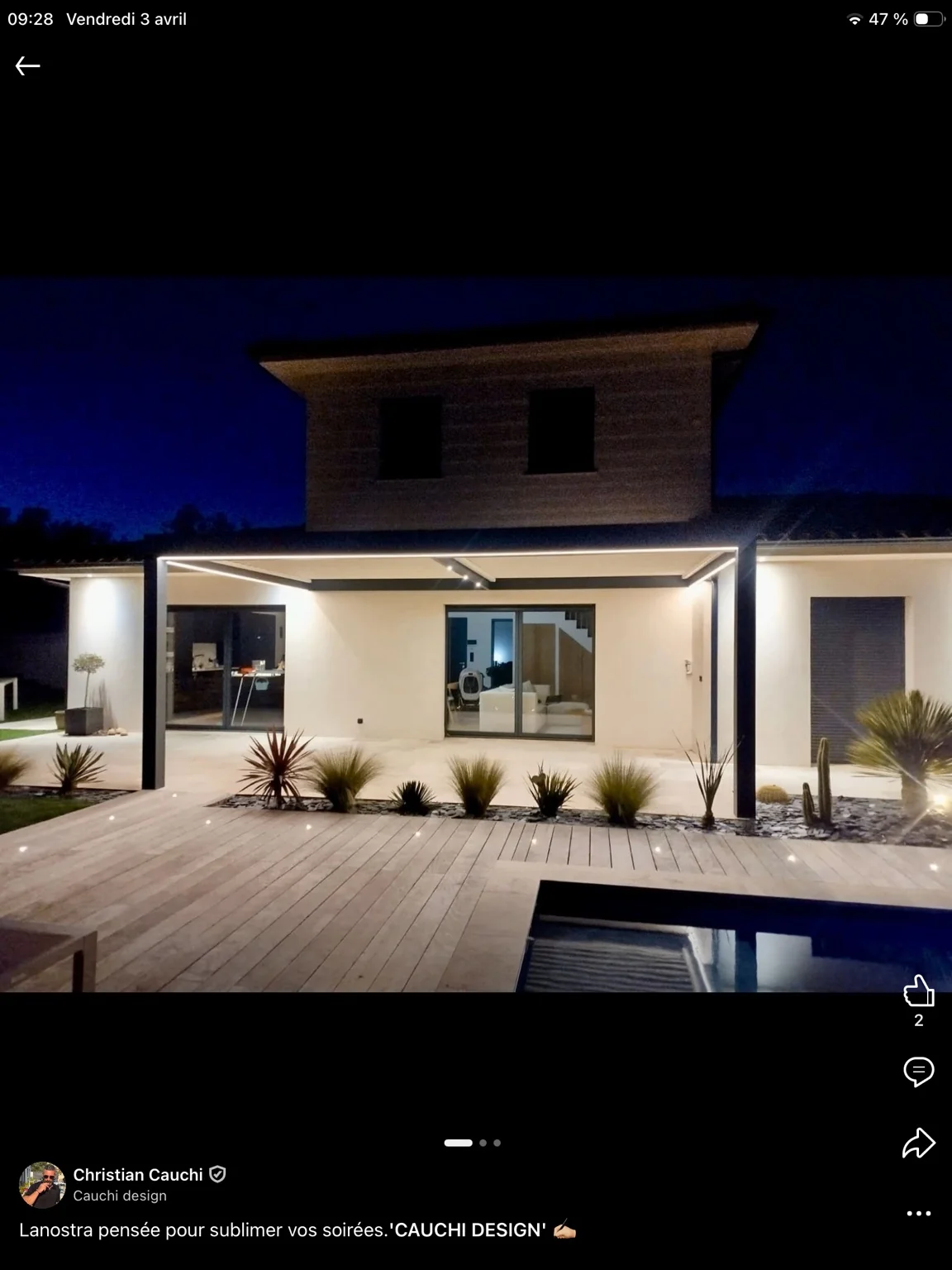 Pergola éclairée de nuit